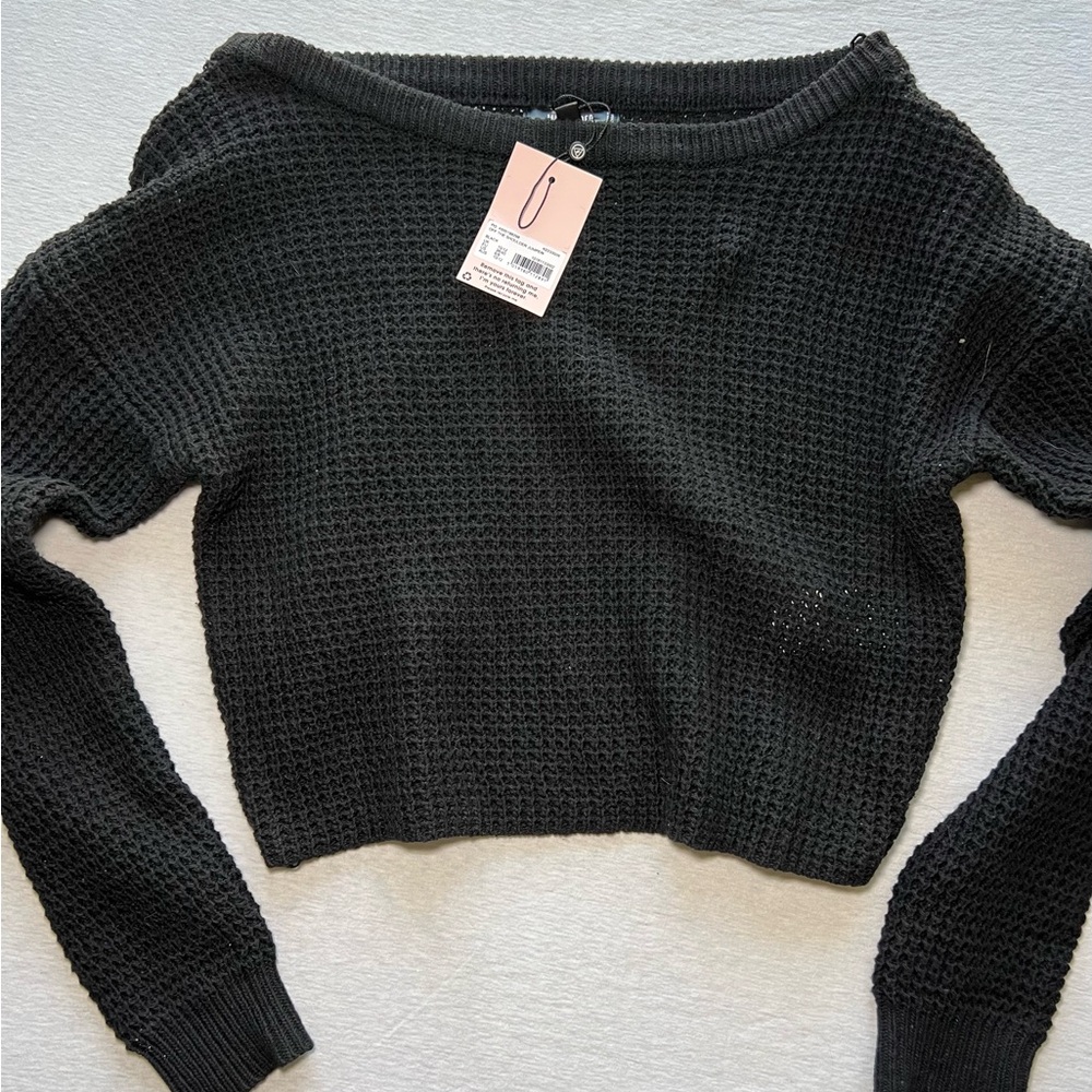 Women's Black Knit Off Shoulder Sweater Missguided size 6/8